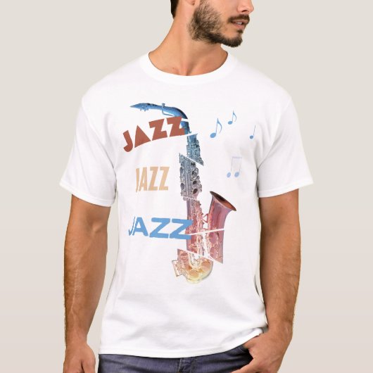 Jazz Saxophon Moderne Kunst T-Shirt (Vorderseite)
