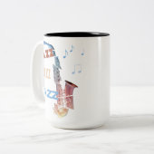 Jazz Saxophon Moderne Kunst Zweifarbige Tasse (Vorderseite Links)