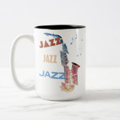 Jazz Saxophon Moderne Kunst Zweifarbige Tasse (Links)