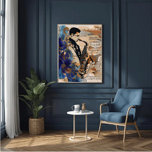 Jazz Saxophone Mauer - Abstrakte Leinwand