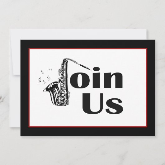 Jazz Saxophone schließt sich uns Party Einladung a (Vorderseite)