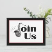 Jazz Saxophone schließt sich uns Party Einladung a (Stehend Vorderseite)