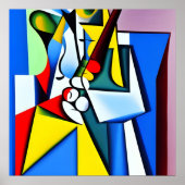 Jazz Saxophonist | Kubistische Kunst von Kubilay A Poster (Vorne)