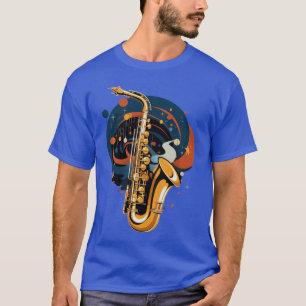 Jazz-Saxophonspieler Buntes Abstract Art Musiker T-Shirt