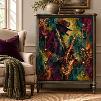 Jazz-Saxophonspieler Teal Lila-Decoupage Seidenpapier