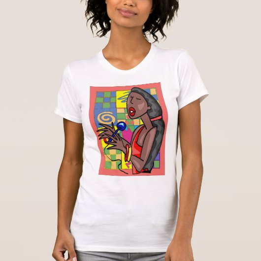 Jazz Singer Abstrakter Hintergrund T-Shirt (Vorderseite)