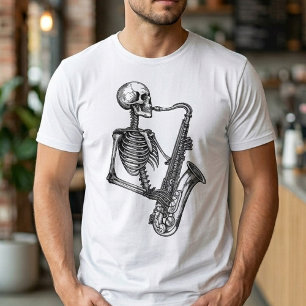 Jazz-Skelett Saxophonspieler – Musikliebhaber T-Shirt