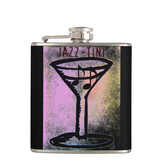 "Jazz-Tini" Martini-Jazz-Flasche Flachmann (Vorderseite)