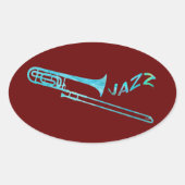 Jazz Trombone Ovaler Aufkleber (Vorderseite)