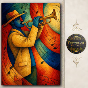 Jazz-Trompete-Rhythmus-Decoupage Seidenpapier