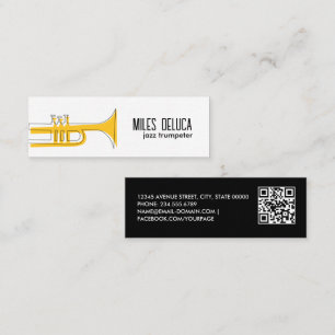 Jazz Trumpet Musician Teacher Qr Code Mini Visitenkarte