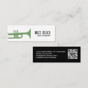 Jazz Trumpet Musician Teacher Qr Code Mini Visitenkarte