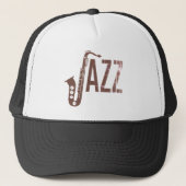 Jazz Typography Sax Truckerkappe (Vorderseite)