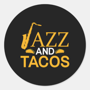Jazz- und Tacos-Jazzmusik Runder Aufkleber