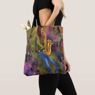 Jazz Woman Saxophone Player Tote Bag Tasche