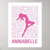Jazz Word Cloud Hot Pink Wall Art Poster (Vorne)