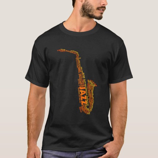 Jazz Word Of Saxophone T-Shirt (Vorderseite)