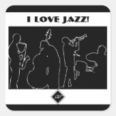 Jazzband - I Liebe Jazz Quadratischer Aufkleber (Vorderseite)