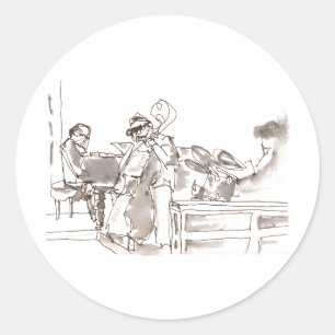 Jazzband-Kunst Runder Aufkleber