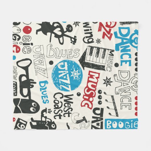 Jazzdoodle-Mischung Fleecedecke (Vorderseite (Horizontal))