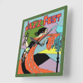 Jazzfest Art Decco Clock Quadratische Wanduhr (Winkel)