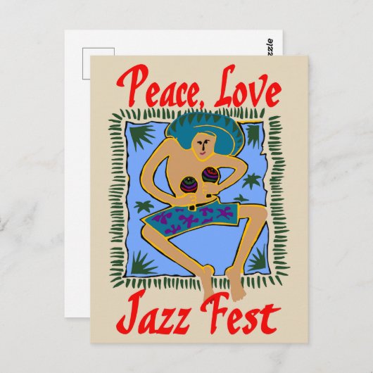 Jazzfest, Peace Liebe, Rasta Man Postkarte (Vorne/Hinten)