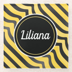 Jazzige Niedlich-schwarz-gelb gestreifte Hummel Glasuntersetzer