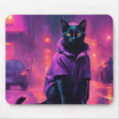 Jazzige schwarze Katze in Purpur Mousepad (Vorne)