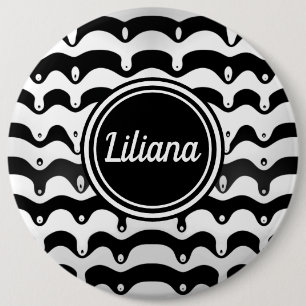 Jazzige Zebrastreifen in Schwarz und Weiß Button