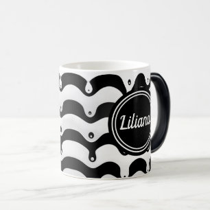 Jazzige Zebrastreifen in Schwarz und Weiß Verwandlungstasse