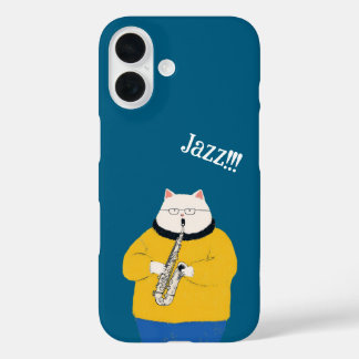Jazzkatze, personalisiert iPhone 16 hülle