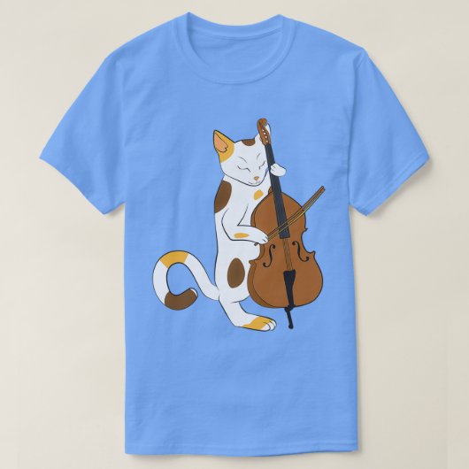 Jazzkatze spielt Bass-Musikergeschenk T-Shirt (Design vorne)