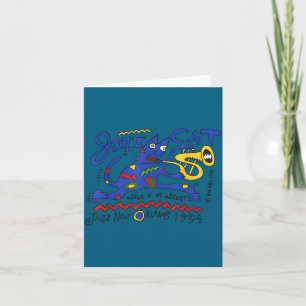 Jazzkatze Trompete New Orleans Illustration Karte