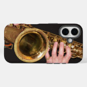 Jazzman Playing Gold Saxophon Foto Case-Mate iPhone Hülle (Rückseite (Horizontal))