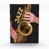 Jazzman Playing Gold Saxophon Fotoblock (Vorderseite)