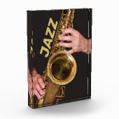 Jazzman Playing Gold Saxophon Fotoblock (Links)