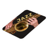 Jazzman Playing Gold Saxophon Magnet (Linke Seite)