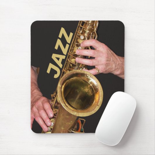 Jazzman Playing Gold Saxophon Mousepad (Mit Mouse)