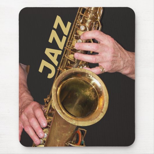 Jazzman Playing Gold Saxophon Mousepad (Vorne)