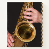 Jazzman Playing Gold Saxophon Notizblock (Rückseite)