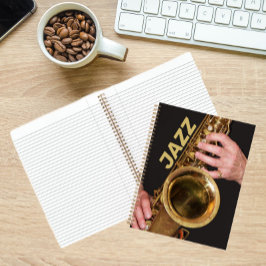 Jazzman Playing Gold Saxophon Notizblock