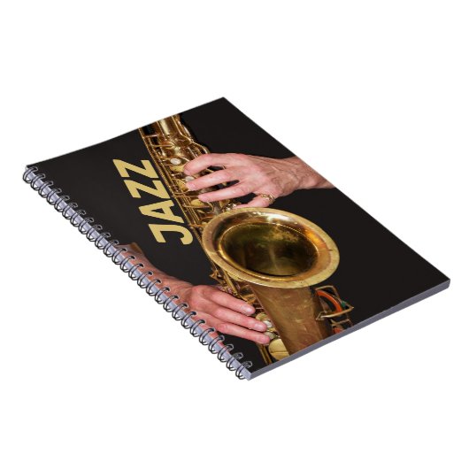 Jazzman Playing Gold Saxophon Notizblock (Rechte Seite)