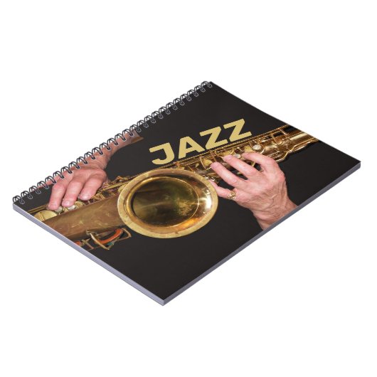 Jazzman Playing Gold Saxophon Notizblock (Linke Seite)
