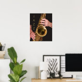 Jazzman Playing Gold Saxophon Poster (Heimbüro)
