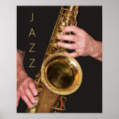 Jazzman Playing Gold Saxophon Poster (Vorne)