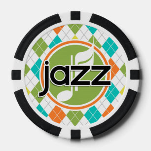 Jazzmusik; farbenfrohe Raute Pokerchips