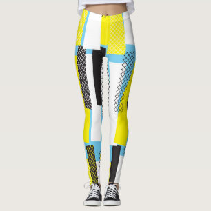 Jazzmusik, gelb-blaues geometrisches Muster. Leggings