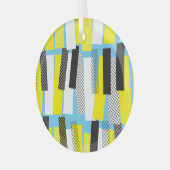 Jazzmusik, gelb-blaues geometrisches Muster. Ornament Aus Glas (Vorderseite links)