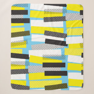 Jazzmusik, gelb-blaues geometrisches Muster. Sherpadecke