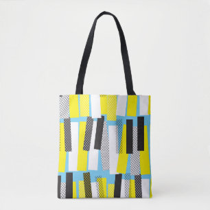 Jazzmusik, gelb-blaues geometrisches Muster. Tasche